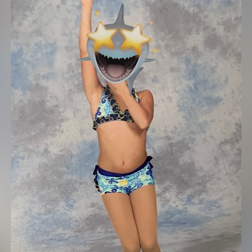 2 piece swim suit costume for acro number - Blue and Green